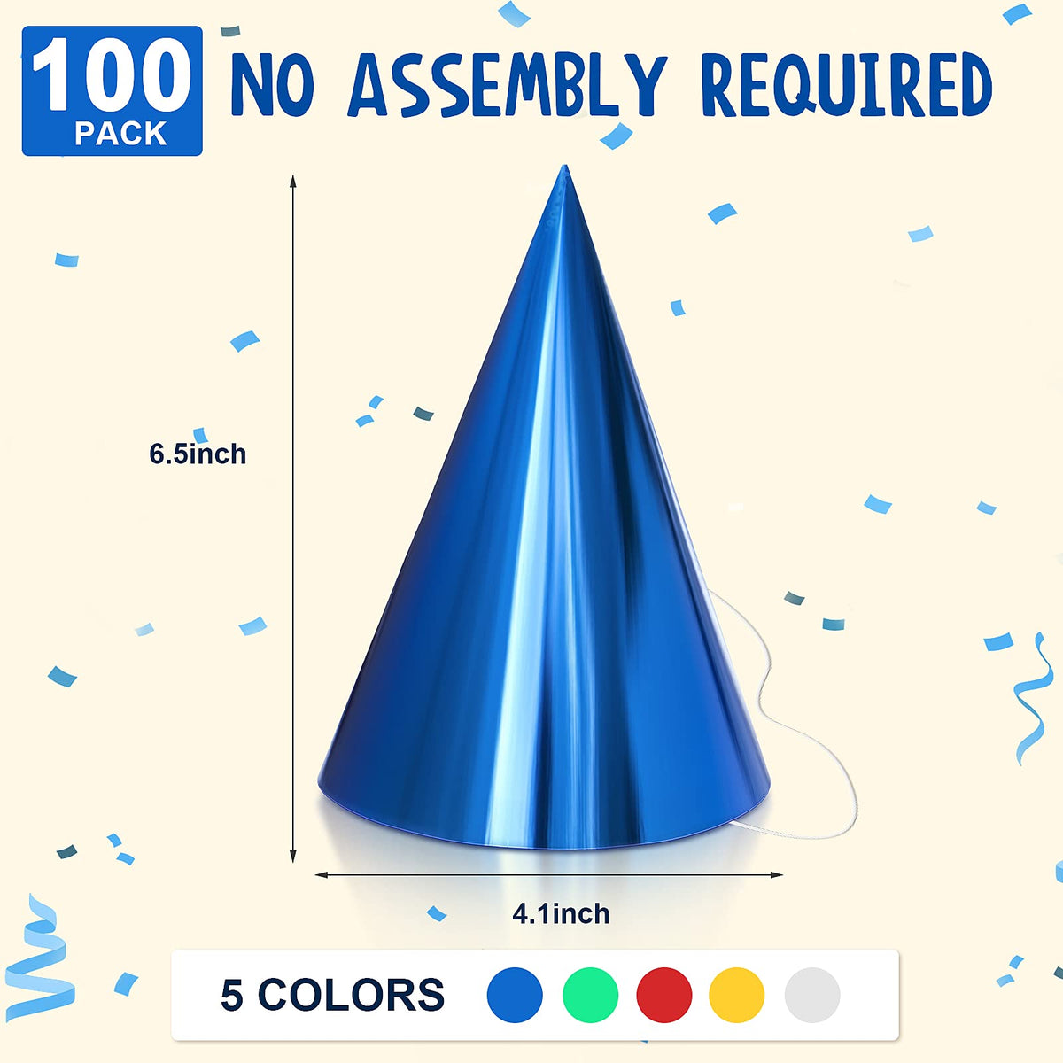Sumind blue metallic cone hat adds vibrant party flair.