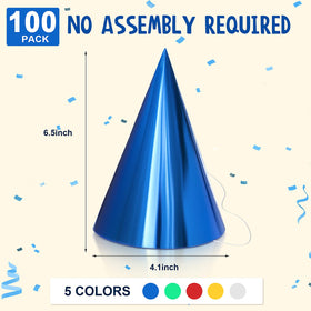 Sumind blue metallic cone hat adds vibrant party flair.