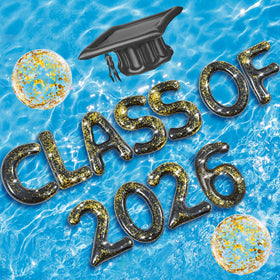 Sumind class of 2026 letters decorate pool for graduation photos