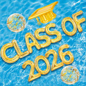 Sumind class of 2026 gold letter floats create a photo-worthy graduation display in pools.