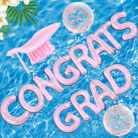 Sumind Congrats Grad pool float letters in pink for a festive graduation display