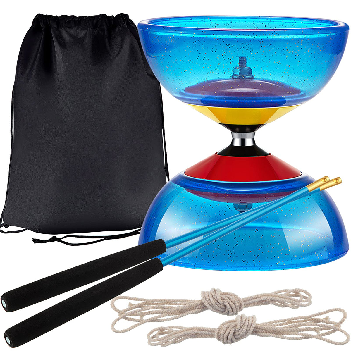 Sumind blue diabolo with five bearings enabling fast, stable spins for tricks.