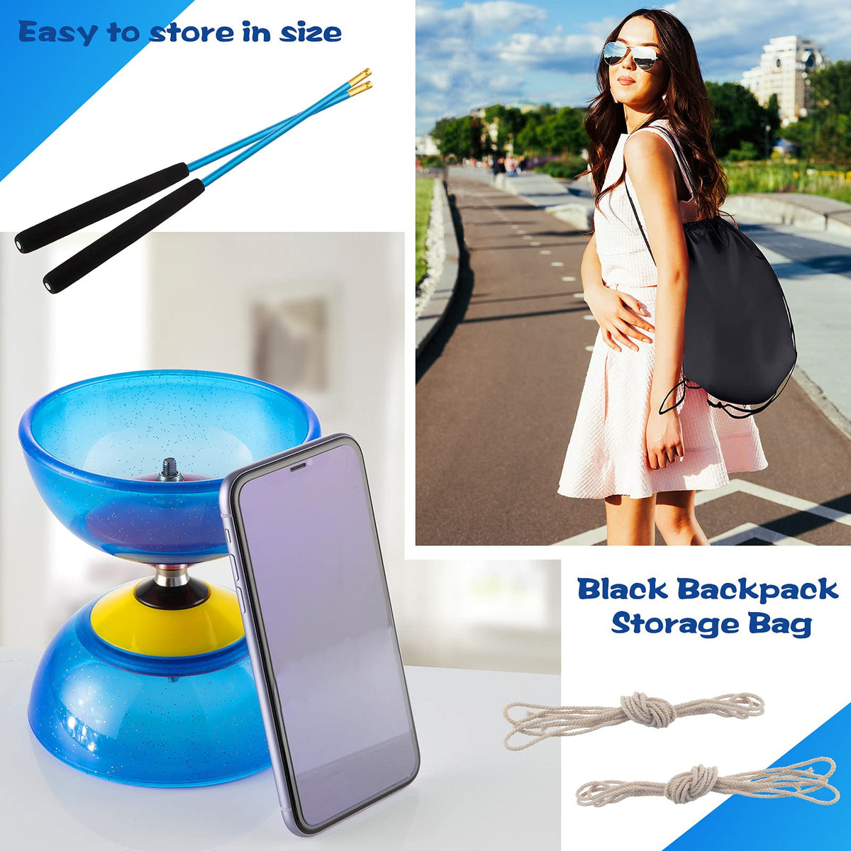 Sumind six-piece diabolo set shown in packaging, ideal starter kit.