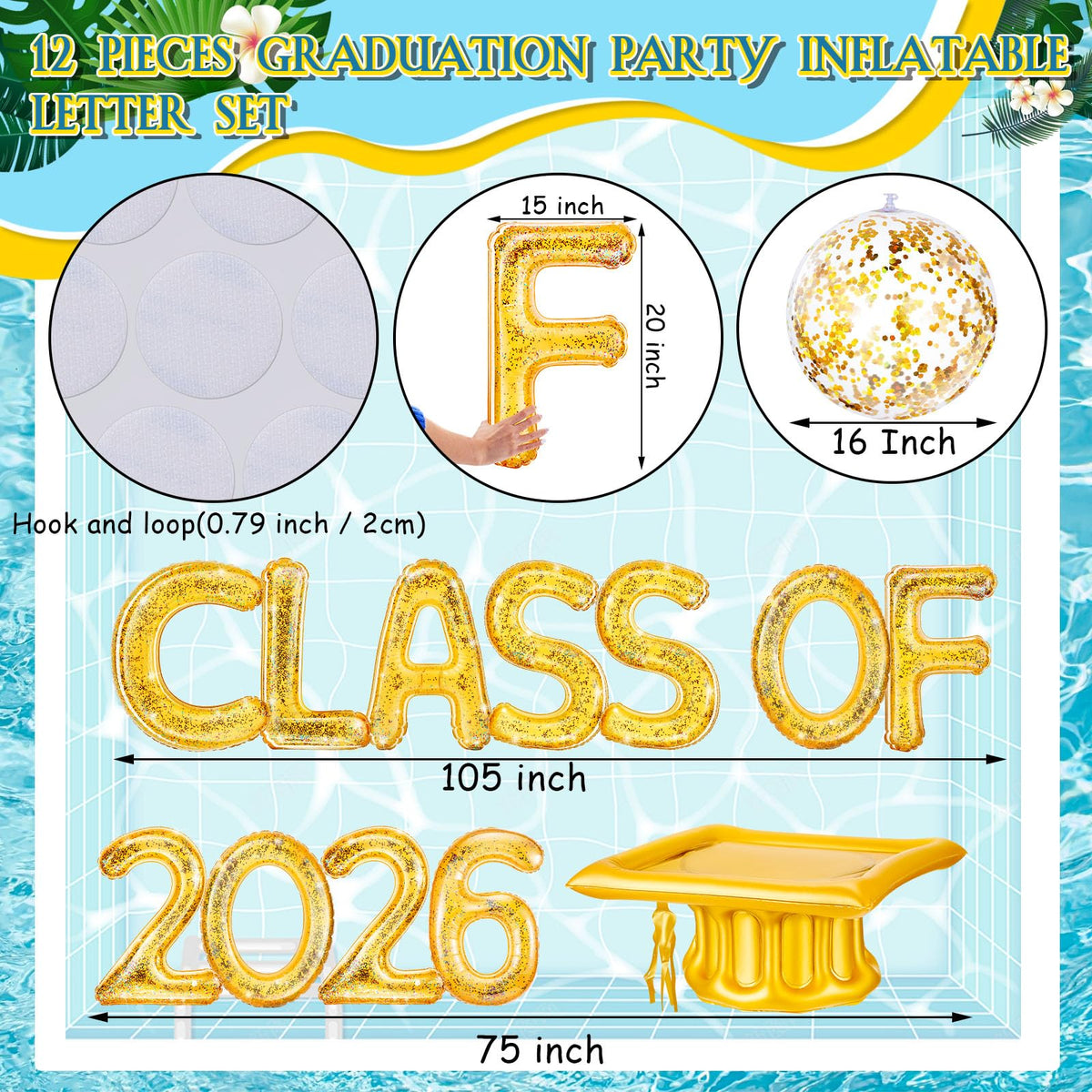 Sumind graduation cap float adds iconic symbol for poolside festivities and photo ops.