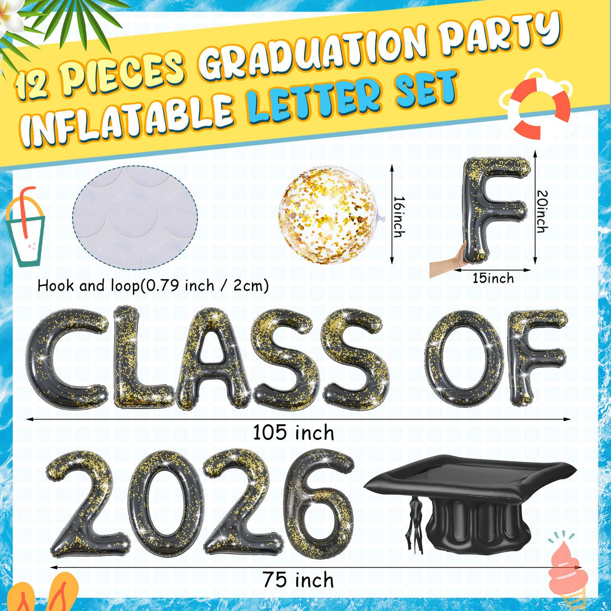 Sumind grad cap float adds festive flair to pool party