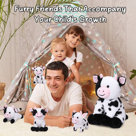 Sumind mother cow stuffed animal with four babies for playtime