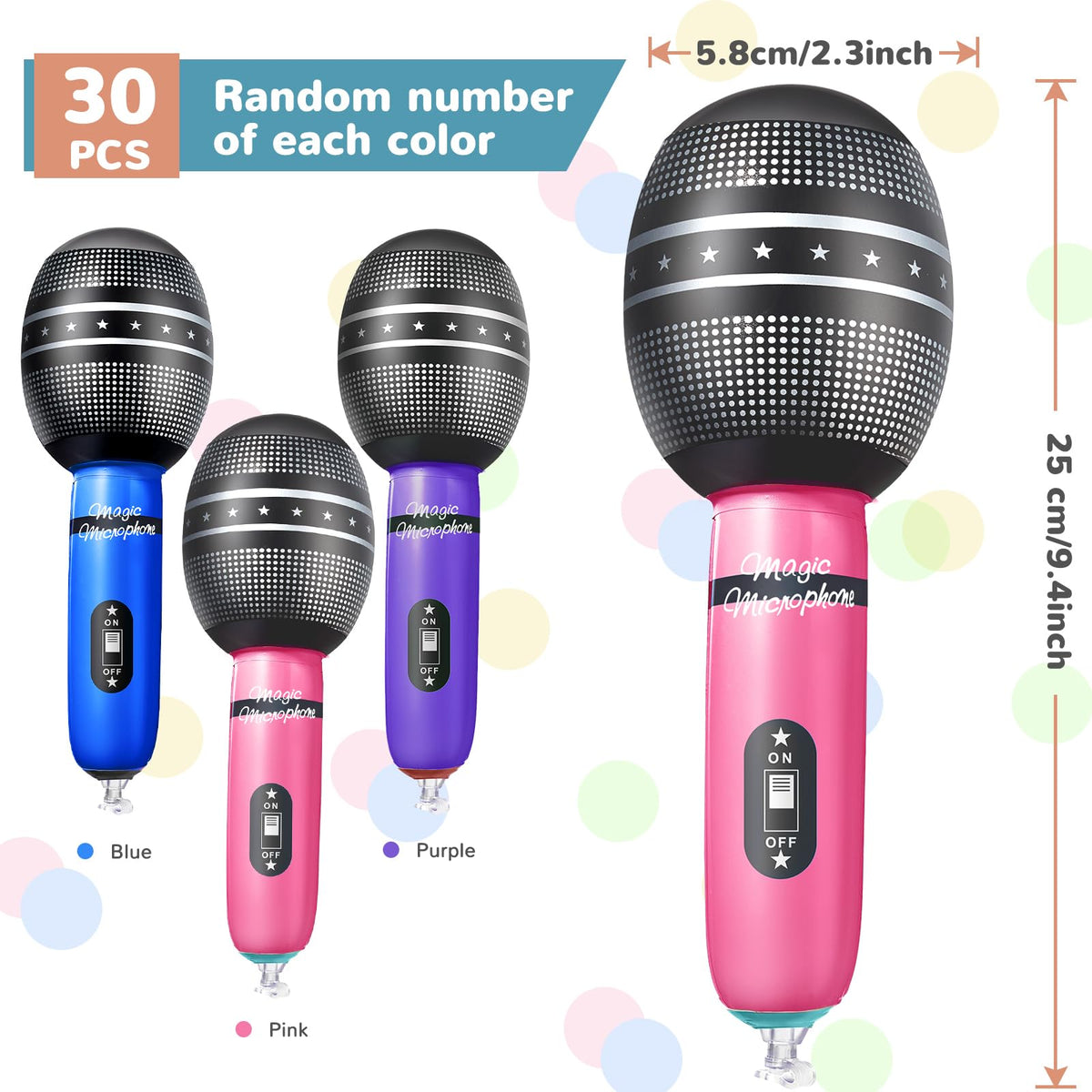 Sumind pink inflatable microphone boosts photo props for birthday celebrations.