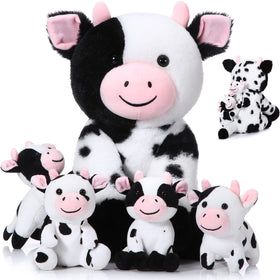 Sumind mommy cow plush with back opening reveals babies for imaginative play