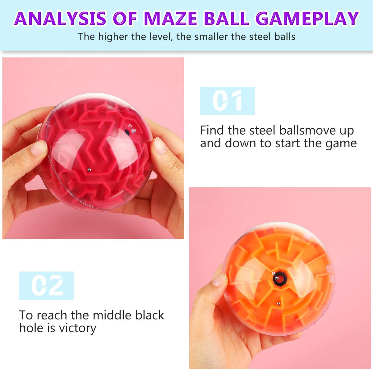 Sumind red 3D puzzle maze ball for portability and problem solving
