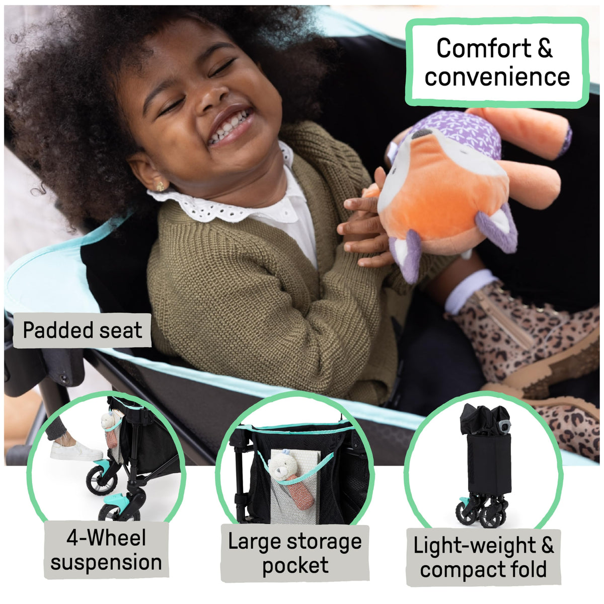 Summer Infant Pop 'N Ride push or pull mode with adjustable handles for comfort.