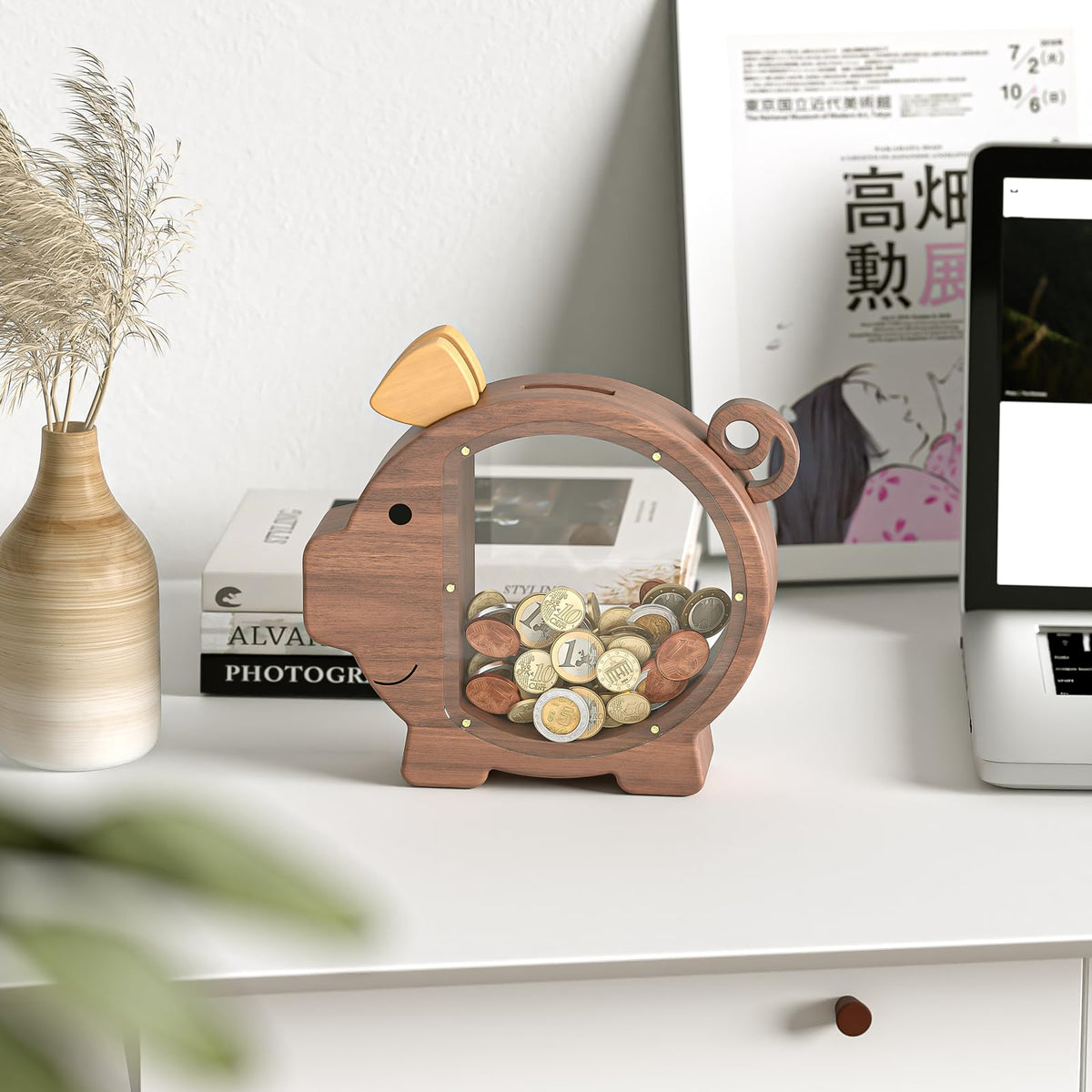 Summidate decorative piggy bank complements home decor