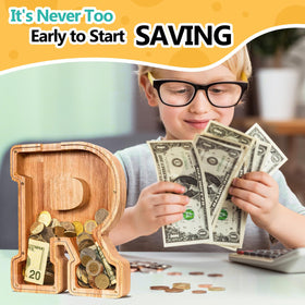 Summidate nine-inch wooden money box blending durability and home decor.