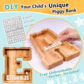 SummiDate personalized name piggy bank with laser engraving detail for a keepsake