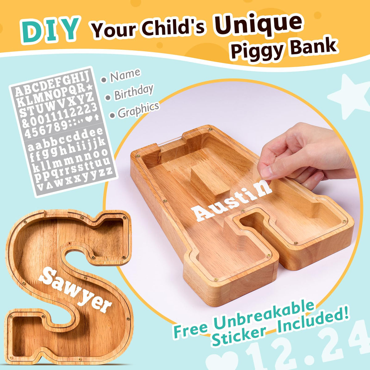 SummiDate personalized piggy bank with full-name engraving for a special gift.