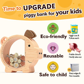 Summidate piggy bank with personalized engraving option for a name.