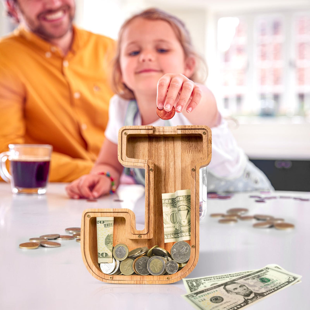 SummiDate piggy bank features removable acrylic cover for easy access
