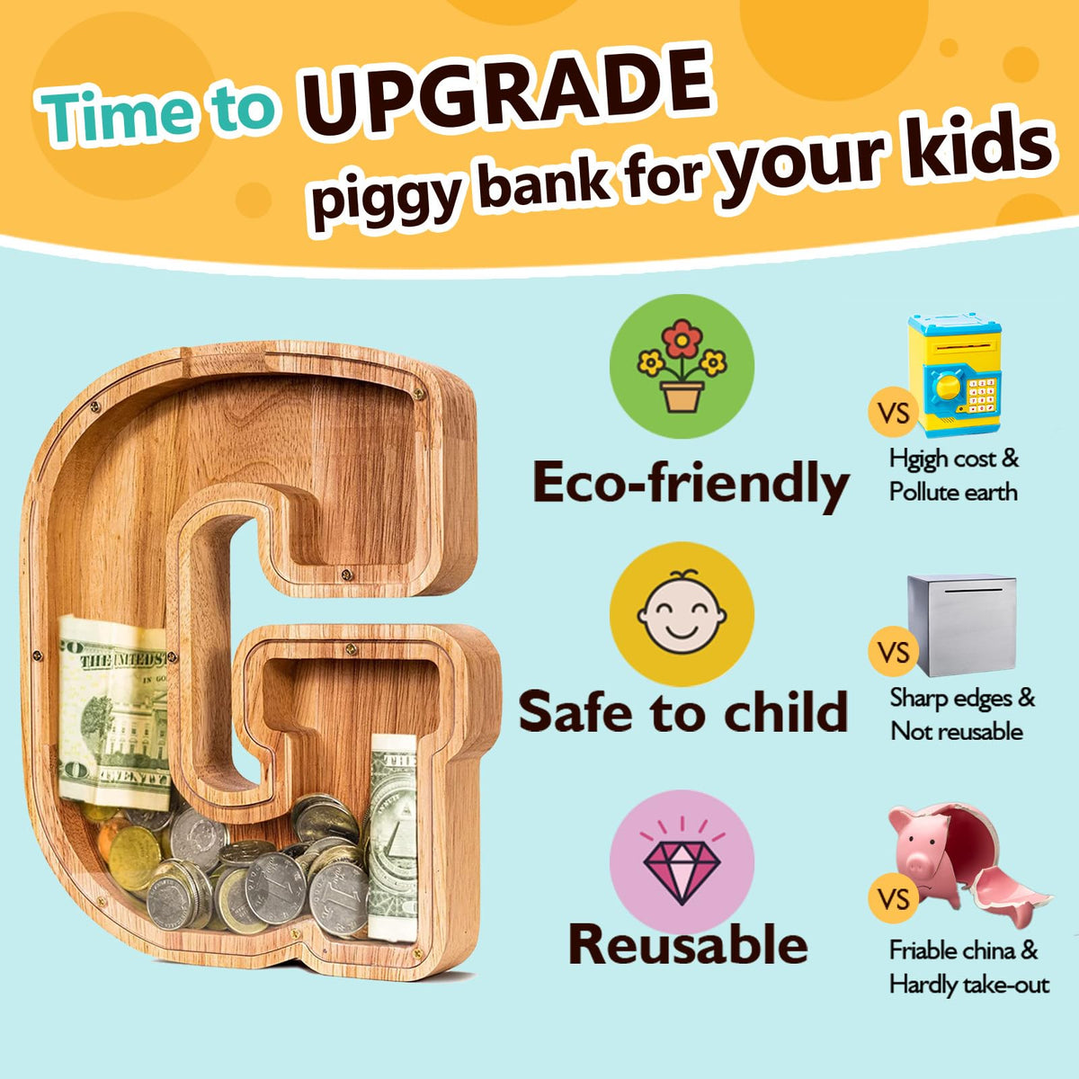 SummiDate letter G design highlights the initial and sparks imaginative play.