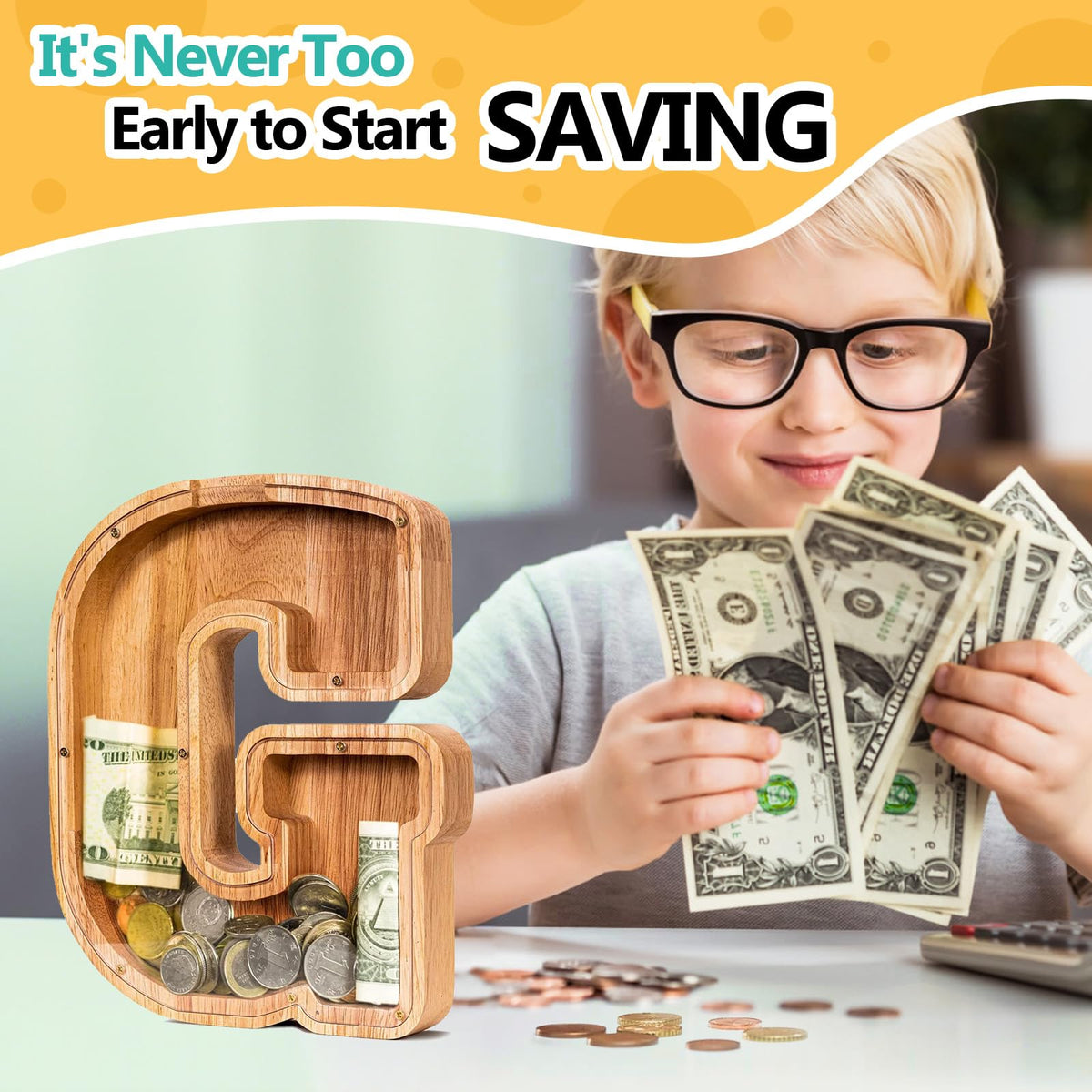 SummiDate piggy bank with sturdy base provides stable placement during play.