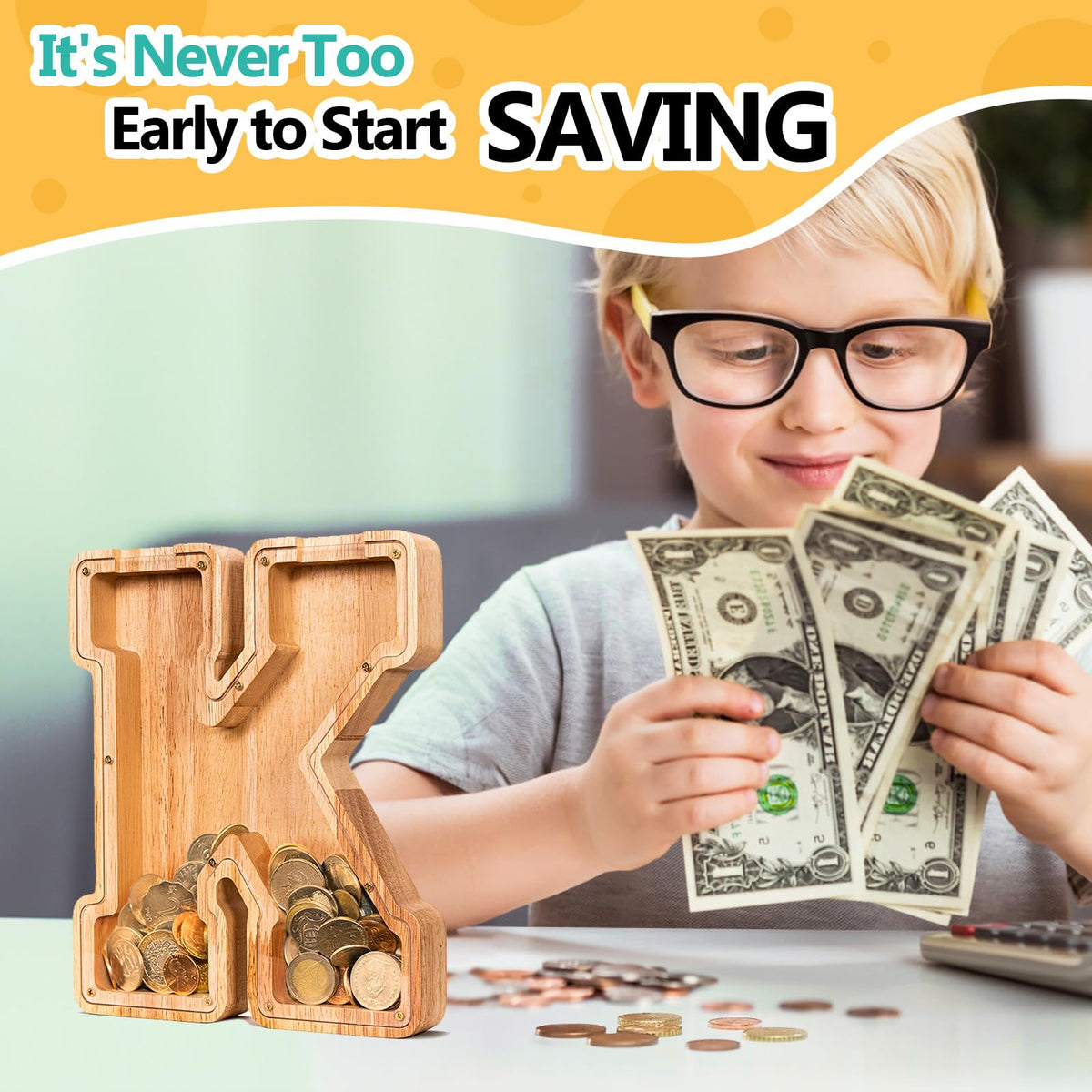 SummiDate piggy bank has a stable, thick base for sturdy display.