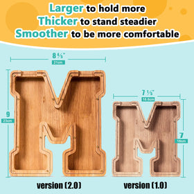 SummiDate wooden letter piggy bank initial detail showing personalized name options