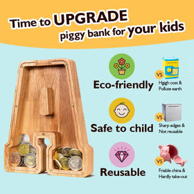 SummiDate wooden letter piggy bank initial personalization on the front