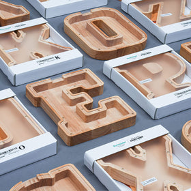 SummiDate wooden letter piggy bank safe, kid-friendly design with clear coin visibility