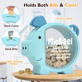 Summidate wooden piggy bank teaches delayed gratification and smarter spending