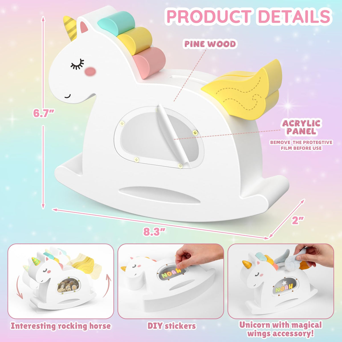 Summidate wooden rocking piggy showcases playful design that doubles as a toy.