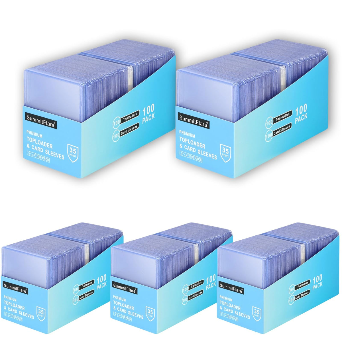SummitFlare 1000 Card Sleeves Top Loaders packaging showing full kit for safe display.