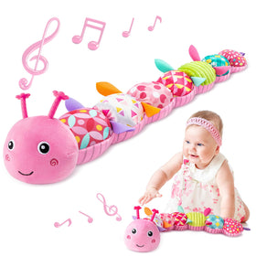 Sumobaby Caterpillar plush back shows colors and textures to spark tactile and visual exploration.