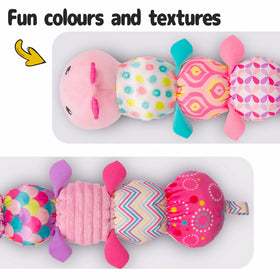 Sumobaby Caterpillar back features crinkle paper for perceptual contrast.