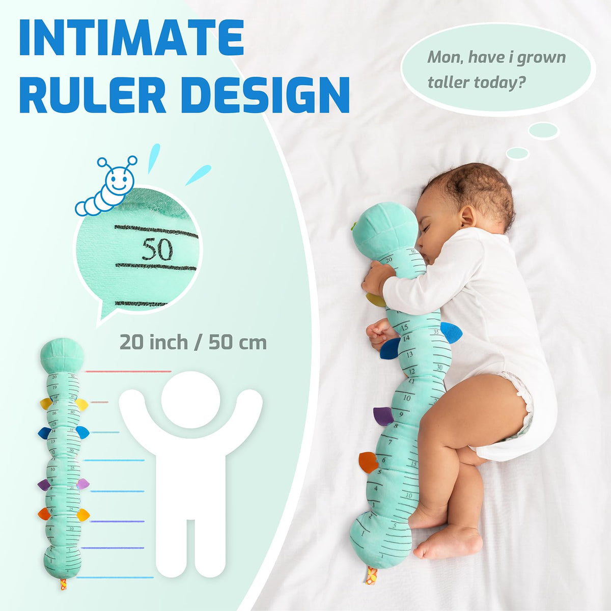 Sumobaby Caterpillar crinkle back enhances texture exploration and play variety.