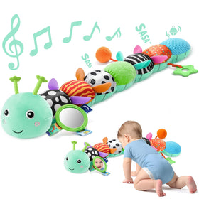 Sumobaby Caterpillar music toy with blue leaf for soothing melodies and sensory play.