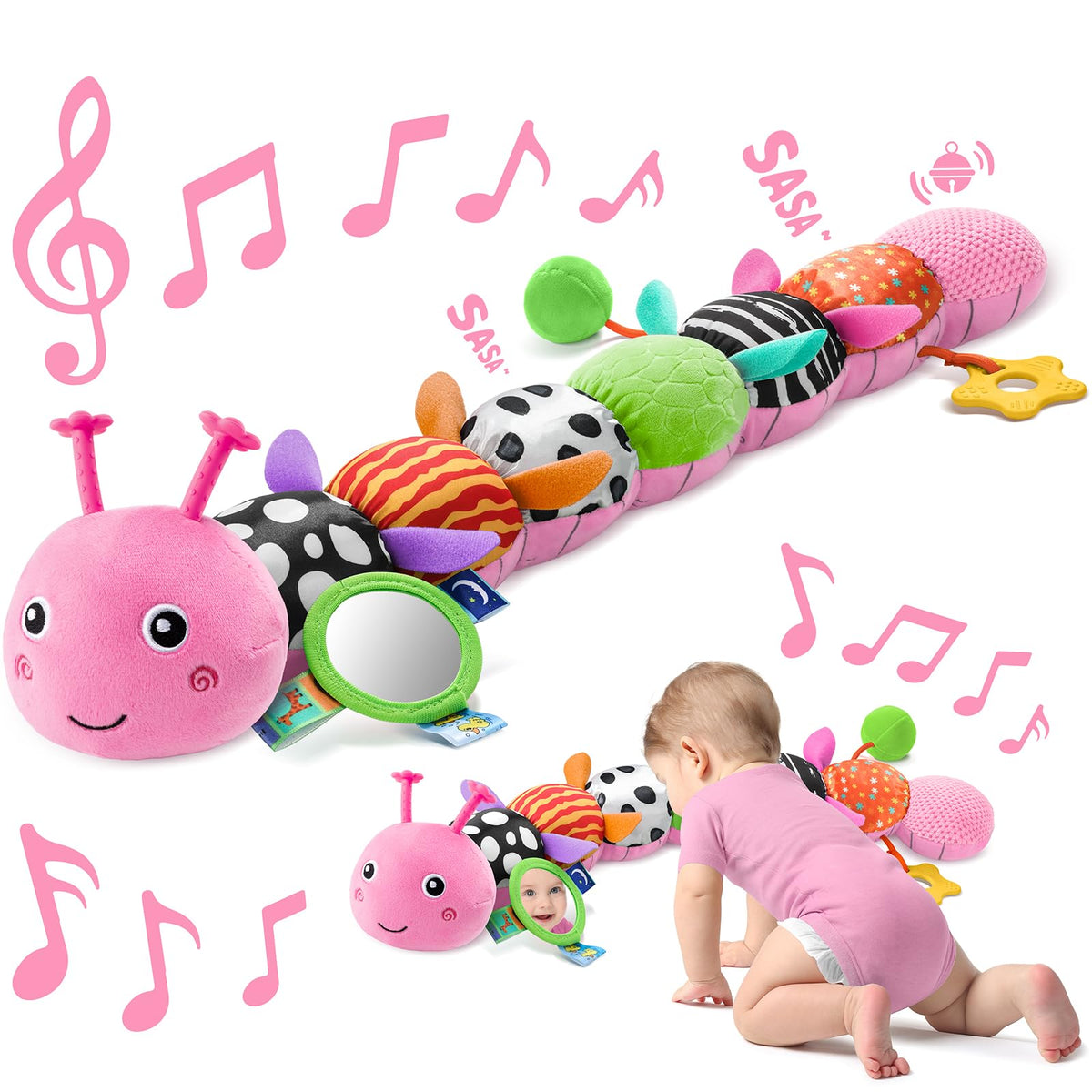 Sumobaby Caterpillar plush music toy for early auditory exploration and play