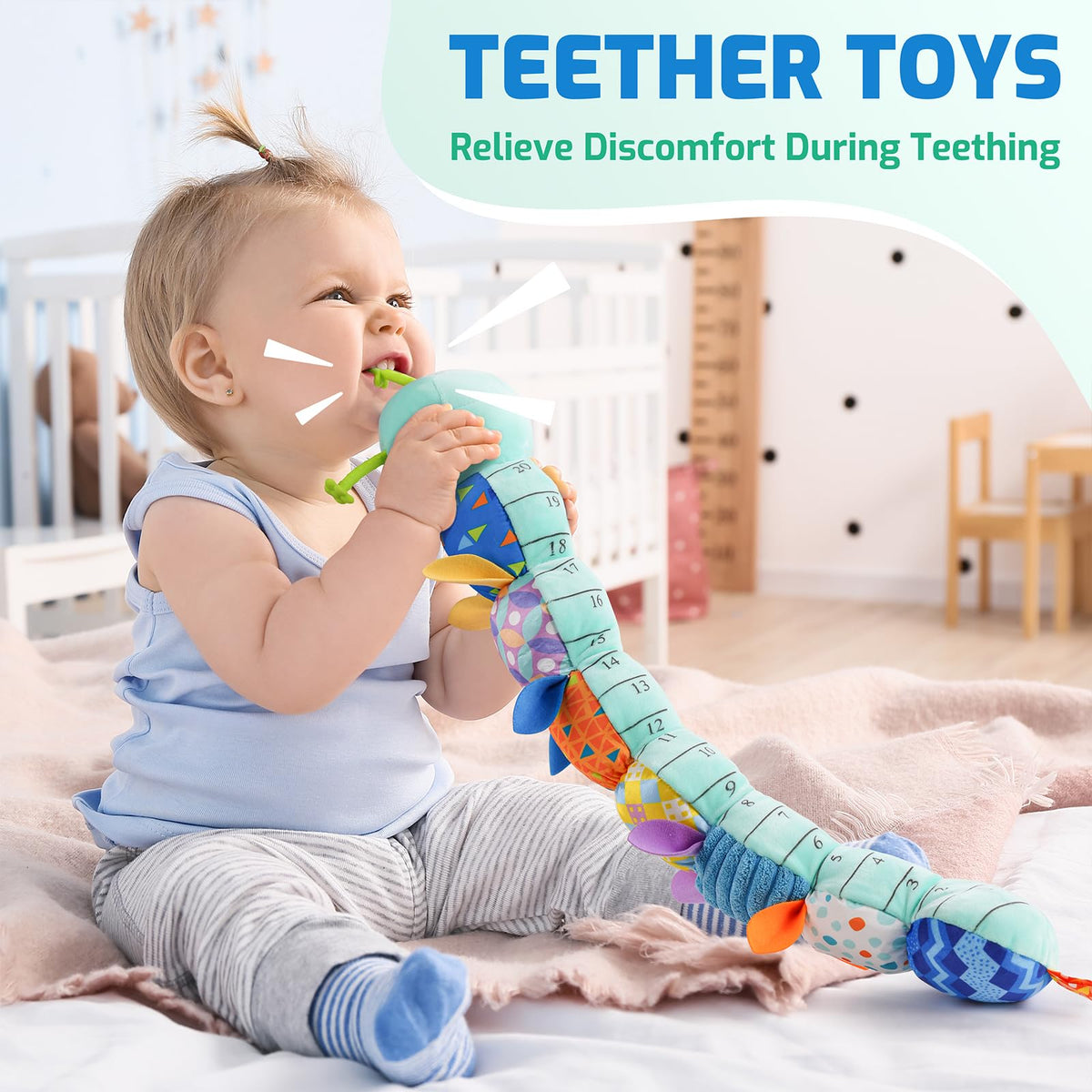 Sumobaby Caterpillar rattle encourages grasping and auditory exploration.