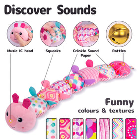 Sumobaby Caterpillar tail rattles to stimulate auditory exploration.