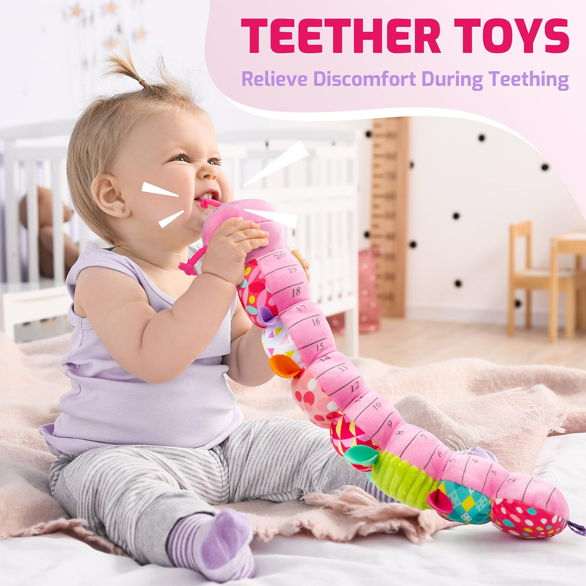 Sumobaby Caterpillar tail rattles to encourage grasping and exploration.