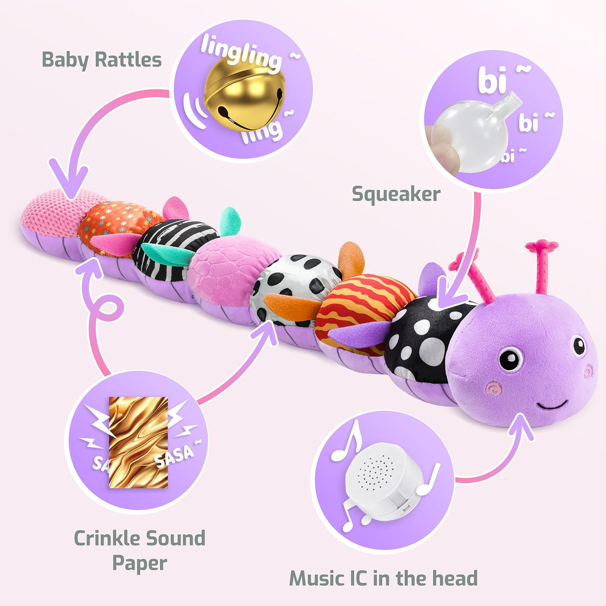Sumobaby Caterpillar tail rattles for auditory play