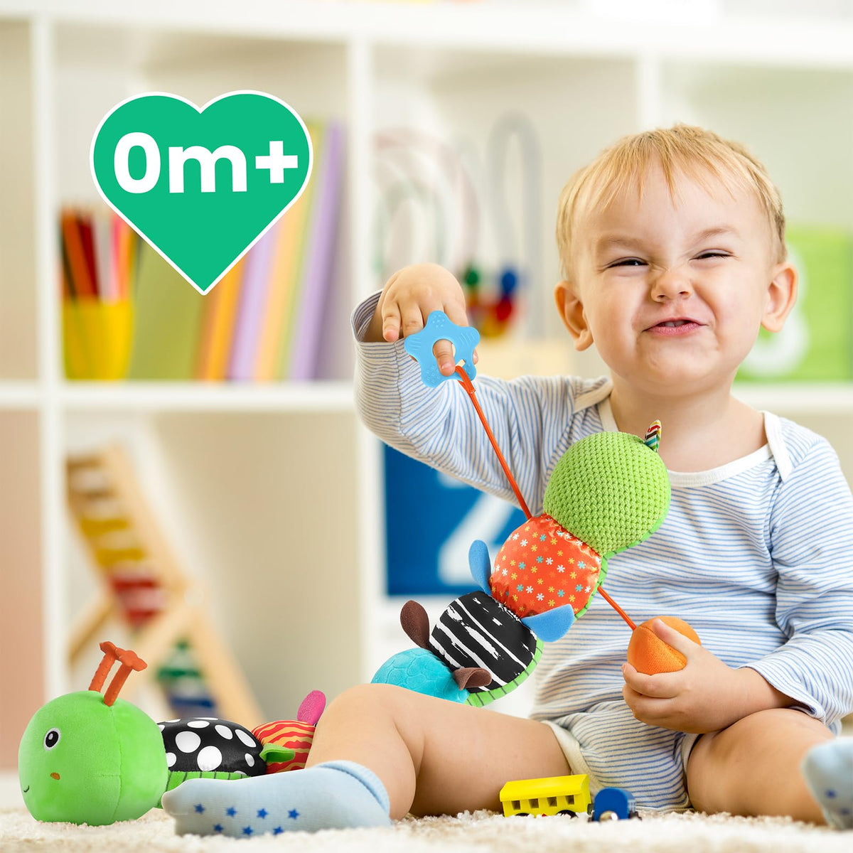 Sumobaby caterpillar toy is soft, safe, and baby-friendly.