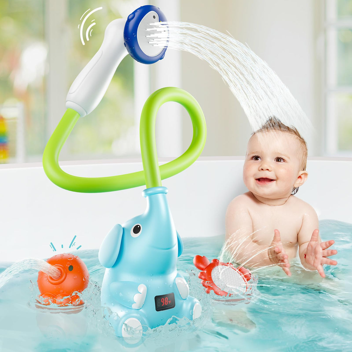 Sumobaby elephant bath toy with automatic pump for easy bathing fun