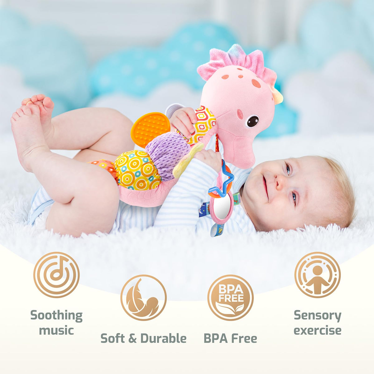 Sumobaby Seahorse head, music box plays a soothing song