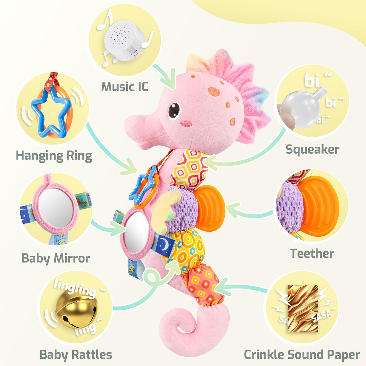Sumobaby Seahorse baby mirror, safe reflective play encourages self-discovery