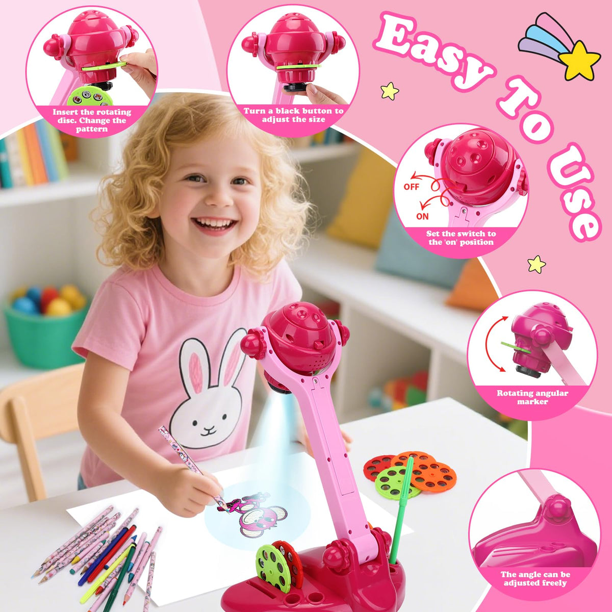 Sumsoltic Drawing Projector crayons 12-pack deliver smooth color for young creators.