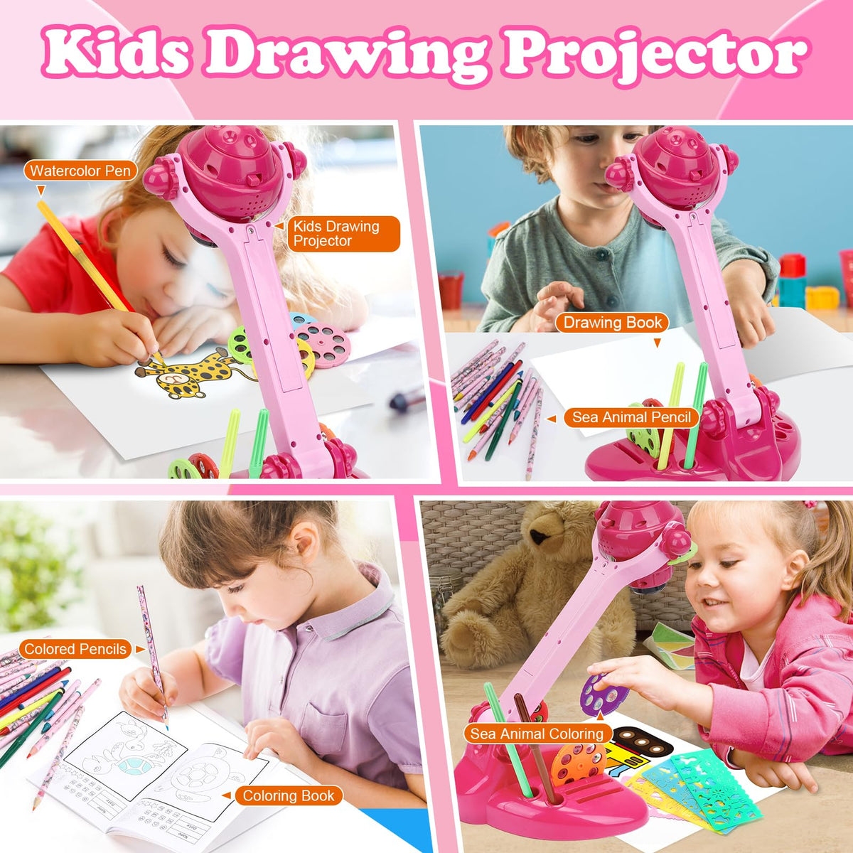 Sumsoltic Drawing Projector drawing book provides patterns for guided practice.