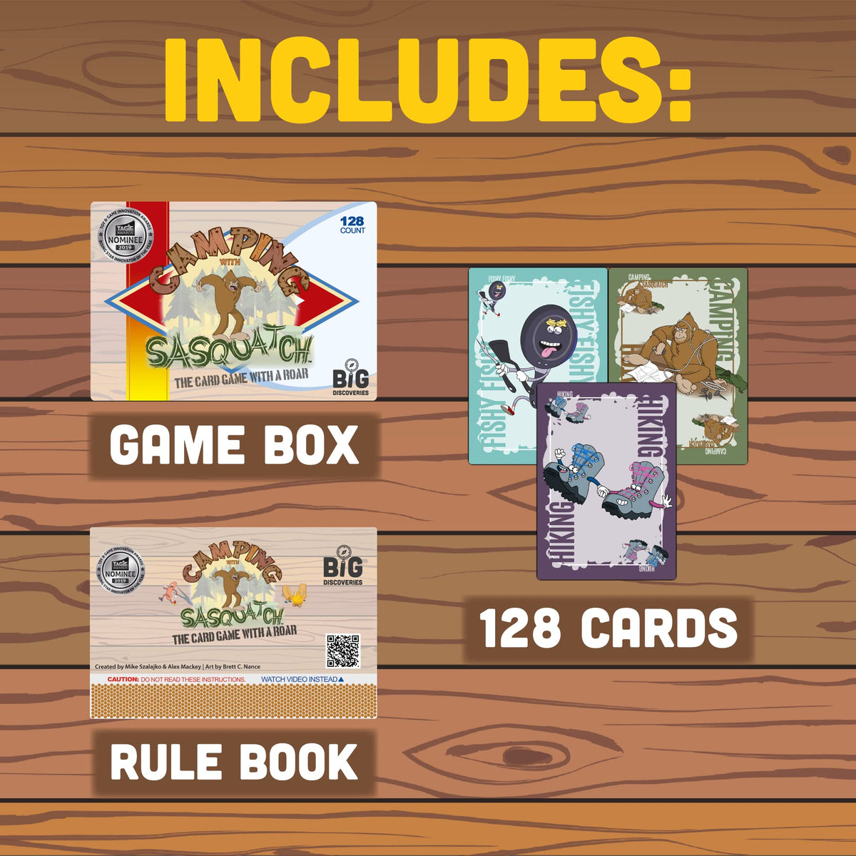 Sun Company 128-card deck shown, versatile family game for 2-8 players.