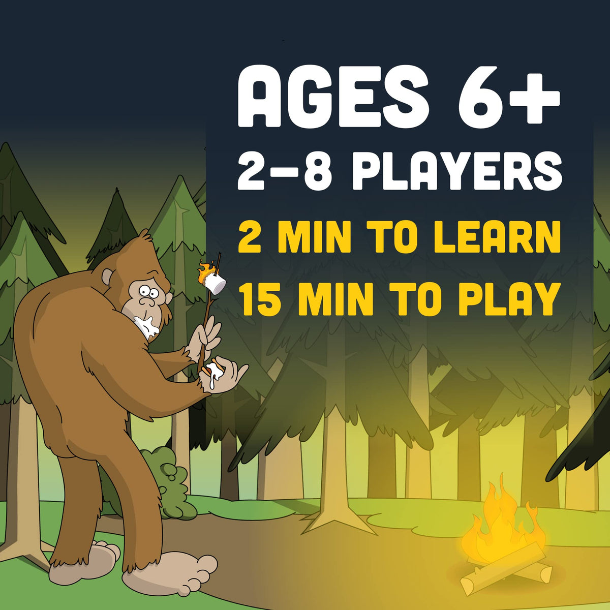 Sun Company Camping with Sasquatch foldout poster for quick setup and campfire fun.