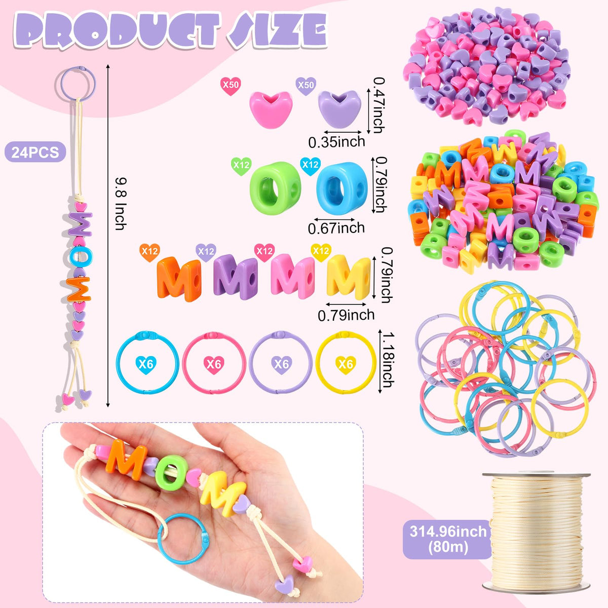 Suncalla colorful beads with MOM letters ready for creative bonding sessions