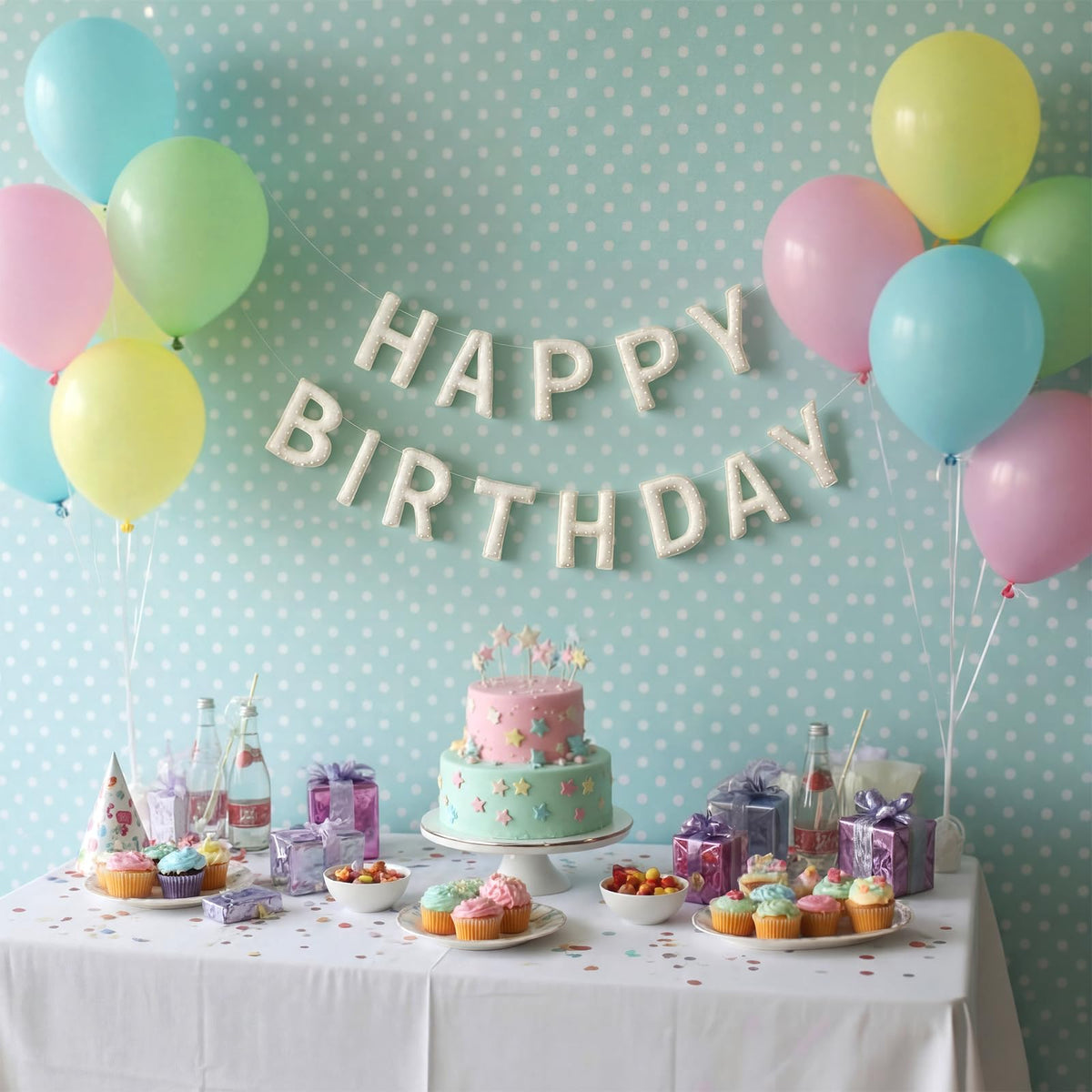 Suncalla Happy Birthday banner wall display for gatherings