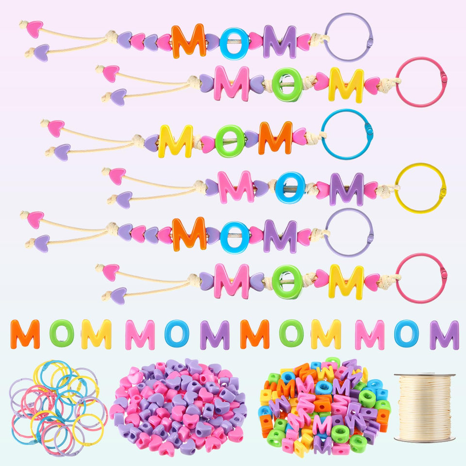 Suncalla Mother's Day keychain craft kit pack with colorful beads for personalized gifts