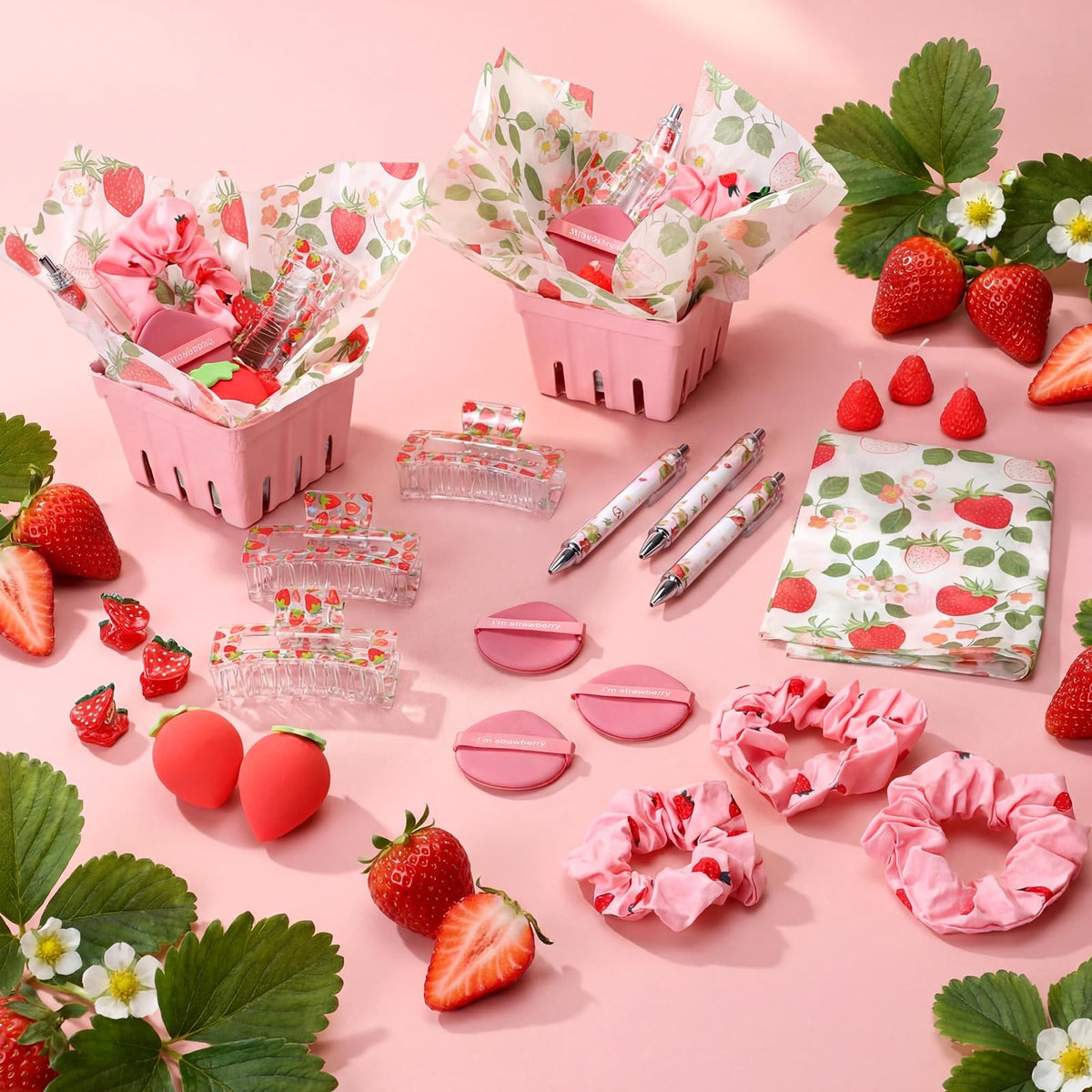 Suncalla strawberry hair ties pink soft accessories for guests